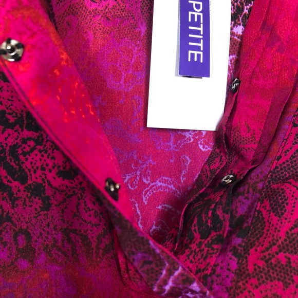 NWT Catherines 2XWP Petite Blouse Top Pink Purple V Neck Longs-sleeve Womens - Picture 9 of 16